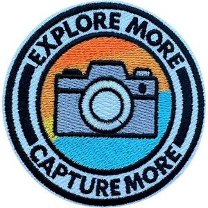 Custom Explore More Capture More 3 Inches Embroidery <b>Patch</b> Iron <b>On</b> <b>Sew</b> <b>On</b> Travel Applique <b>Patch</b> Bags - Product Image 1