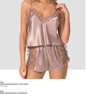 Set di Lingerie Sexy Turca Fantasia Beige in <span class=keywords><strong>Cotone</strong></span> Babydoll con Pantaloncini Personaggio Angelo Comoda Camicia da Notte Intima per Donne - Product Image 2