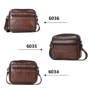 Sac messager en cuir véritable pour homme Dujiang, couleur unie, durable, résistant à l'usure, pour un usage quotidien, sac bandoulière - Product Image 3