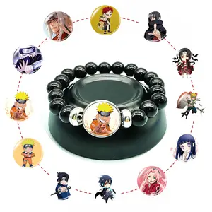 12 Designs Kakashi Bead Bracelet Creative Jiraiya Uzumaki Logo Resin Time Gemstone Beaded Bracelet Retractable Resin Bracelet