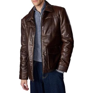 Chaqueta de Cuero Premium Personalizada para Hombre, Ligera, Holgada, Casual, Resistente al Viento, para Otoño, con Cuello Camisero - Product Image 4