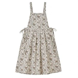 Vintage Floral Big Pockets Home Use Baking Cotton Linen Maxi Skirt Cross Back Women <b>Aprons</b> - Product Image 6