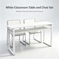 Ensemble moderne de bureau et chaise double en métal et bois pour école, modulable - Mobilier de classe confortable