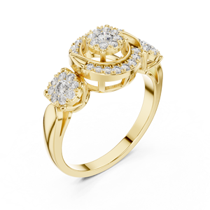 Anillo de Diamantes Dorado Elegante para Mujer, Diseño Clásico y Elegante para Bodas, Compromisos, Fiestas y Uso Diario - Product Image 2