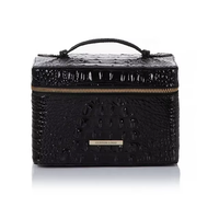 Étui de voyage vintage en cuir de crocodile avec fermeture éclair, sac à cosmétiques portable pour salon de beauté