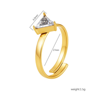 Bague ouverte en acier inoxydable 18 carats incrustée de zircon, luxe léger et haut de gamme, ajustable pour femme