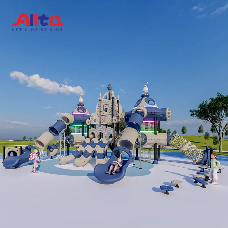 flash UFO kids slide playground with pe panels outdoor equipment factory price 2024 outdoor amusement equipment