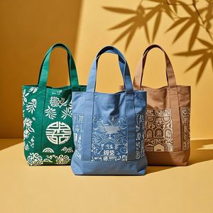 Custom Printed Logo <b>Plain</b> Silk Screen Durable Cotton <b>Canvas</b> Shopping Tote Bags With Zipper - Product Image 1