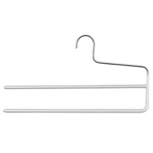 Colgador de pantalones y faldas metálico de 35 cm con 2 barras y 2 estribos, color plateado - Product Image 1