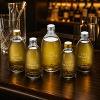 Bouteille de boisson ronde transparente personnalisée, bouteille à vin, 300 ml, 500 ml, jus, thé, café, sirop, bouteille en verre Alpha avec bouchon à vis de 28 mm