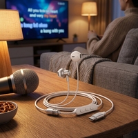 Earphone Karaoke Custom Grosir, Perangkat Game, Efek Suara Bernyanyi, Metal, Bass Berat, Kontrol In-Line, Panggilan, Earbud Berkabel