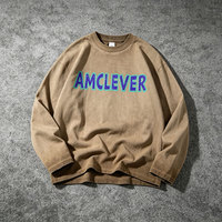 AMCLEVER 2026 T-shirt unisexe à manches longues pour homme, tricoté, effet vieilli et délavé, style streetwear vintage, vierge, DTG DTF OEM