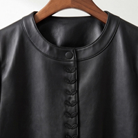 Veste en peau de mouton mat pour femme, avec ourlet ajustable en cuir, coupe courte et ajustée, style oriental minimaliste, pour le quotidien
