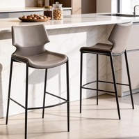 Tabouret de bar moderne en cuir pour usage domestique et extérieur, chaise de comptoir italienne minimaliste de luxe léger, design stable pour bar et réception