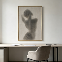Art déco moderne, art mural abstrait 3D fait main de luxe, cadre doré avec base en MDF pour la décoration d'hôtel, de bureau et de maison