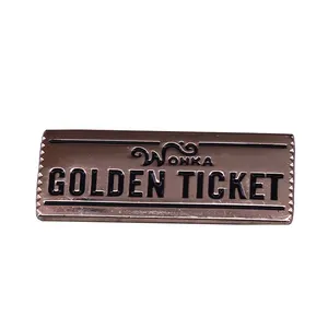 Willy Wonka altın bilet Charlie kova çikolata fabrika emaye Pin rozeti komik film Wonka Bar broş