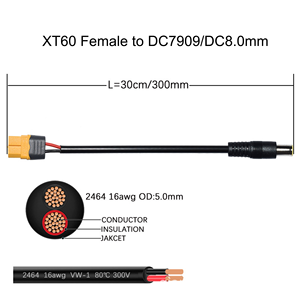 Kabel Daya Surya XT60 XT60H-F ke DC7909 (8.0mm) Kustom Pabrik, Kawat Tembaga Berlapis Timah 16AWG untuk Ecoflow Power Station, Drone FPV, RC - Product Image 4
