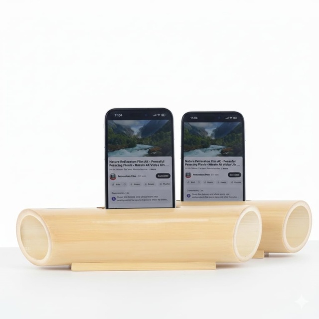 Phone Amplifier Stand Gift Pack, Bamboo Phone Stand with Passive Amplifier, Wooden Cell Phone Holder Natural Sound Amplifier