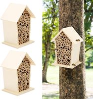 Maison à abeilles en bois, hôtel à abeilles, abri pour insectes en tube de bambou naturel, abri pour abeilles pollinisatrices de jardin, maison de nidification pour abeilles en extérieur