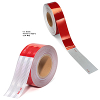 En stock, ruban réfléchissant DOT-C2 rouge et blanc, haute visibilité, auto-adhésif, bande réfléchissante pour camion, remorque, fourgonnette, sécurité des véhicules