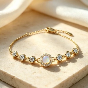 Luxury <strong>925</strong> Sterling Silver 18KGold Plated Colorful Gemstone December Birthstone Charm <strong>Braclet</strong> for Wedding - Product Image 4