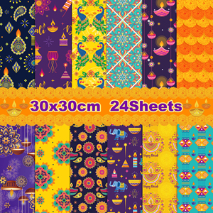 Huancai Diwali patrón álbum de recortes papel Festival de luces papel artesanal de doble cara para envolver regalos álbum de fotos suministros para fiestas - Product Image 2