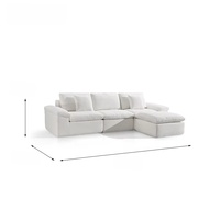 Canapé modulaire en forme de L sans couture, compressé et emballé sous vide en usine, surdimensionné, avec repose-pieds