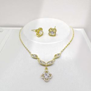 factory price 925 silver women fashion gift <b>earring</b> <b>and</b> <b>necklace</b> set fine <b>pearl</b> vintage gold plated zircon luxury jewelry sets - Product Image 3
