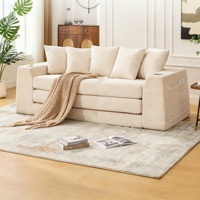 Sofá Cama Plegable Personalizable en Oferta de Fábrica, Espuma de Alta Densidad 32D, Sofá Moderno sin Marco de Dos Plazas para Espacios Pequeños con Portavasos