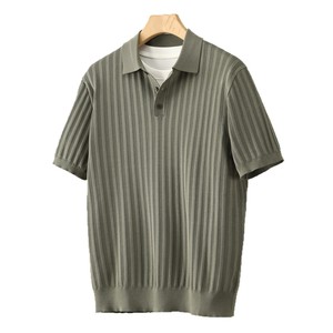 Polo in Maglia a Maniche Corte <span class=keywords><strong>da</strong></span> Uomo con Colletto a Rovescia, a Righe, Minimalista, per Business, Ideale per Dropshipping - Product Image 5