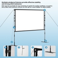 Neue Outdoor-Standprojektionsleinwand aus Metall mit Doppelhalterung, 16:9, 100 Zoll, tragbar, HD-Filmprojektionsleinwand