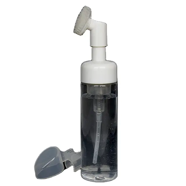 Dispenser Sabun Cair Botol dengan 43/410 Plastik Pompa Busa dengan Lembut dan Food Grade Silikon Sikat Atasan
