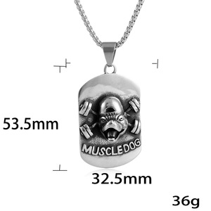 yunnique MuscleDog <b>Dog</b> <b>Tag</b> Pendant Stainless Steel Animal Design Unisex Necklace - Product Image 4