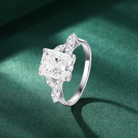 Bague en moissanite taille rectangle, certification GRA, bague en argent 925 avec diamant en moissanite, bague de fiançailles pour femme, cadeau de mariage