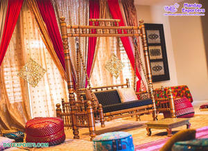 Jhula — siège de balançoire pour cérémonie de mariage, siège pour mariée, Look doré, élégant, balançoire de mariage, magnifique, Mehndi et sange, jhola - Product Image 6