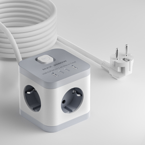 Prise de courant européenne tour conception verticale multiprise 3 AC 4 Ports USB 16A 3680W prise de courant interrupteur à un bouton pour les hôpitaux - Product Image 1