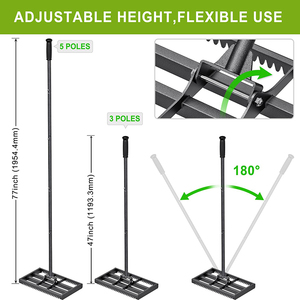 Râteau de nivellement JH-Mech pour pelouse de jardin et de <span class=keywords><strong>golf</strong></span> avec rouleaux en aluminium, manche extensible robuste en acier au carbone - Product Image 5