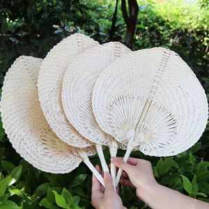 Abanicos de Mano Chinos Baratos Personalizados de Fábrica al por Mayor, Abanicos de Hoja de Palma Tejidos a Mano, Abanicos de Fibra Natural de Bambú y Paja - Product Image 2