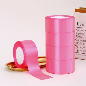 럭셔리 맞춤형 4cm 25야드 리본 롤 도매 선물 포장 196가지 색상 리본 화이트 핑크 폴리에스터 새틴 크리스마스 리본 - Product Image 6