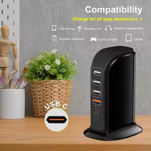 Vente chaude 5 ports 33W USB <span class=keywords><strong>chargeur</strong></span> rapide 4 A + C Station d'accueil de charge multi-téléphone pour Smartphones ordinateurs portables caméra de charge électrique - Product Image 5