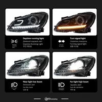 2011-2014 Pour Mercedes-Benz Classe C W204 Nouvel assemblage de phare à lentille LED Clignotant dynamique Feux de croisement Feux de route Diode 6000k