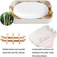 Porte-savon durable en bambou, porte-shampoing, boîte à savon rectangulaire avec plateau de drainage pour la salle de bain, récipient à savon pour la maison