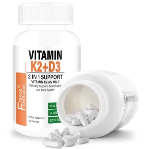 120 cápsulas de vitamina D3 vitamina K2 MK-7 vitamina D & K Complexo com suplemento D3 5000 UI Fórmula não OGM