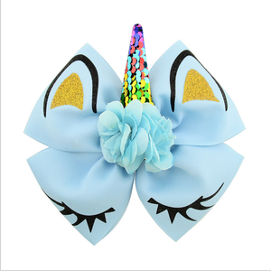 Arcobaleno ragazze <span class=keywords><strong>unicorno</strong></span> capelli fiocchi con alligatore fermacapelli archetti <span class=keywords><strong>accessori</strong></span> per capelli per bambini - Product Image 6