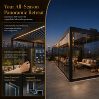 Pergola bioclimatique motorisée moderne de luxe en aluminium, gazebo, pavillon, taille personnalisable, abri de patio extérieur