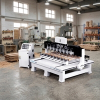 Machine de gravure rotative à quatre axes et huit têtes R-TUP pour main courante d'escalier, chaise et mobilier RD-2512-8