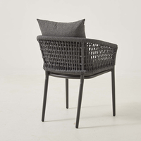 Chaises de salle à manger en aluminium tressé de luxe, design moderne de chaise de restaurant noire pour table