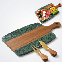 Groene Acacia Houten Marmeren Rechthoekige Snijplank Charcuterieplank Cadeauset Schaakbord Design - Huiswarmingcadeau voor een nieuw huis