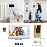 VIDEW 4 Système de vidéophone de porte avec écran de 7 pouces, vision nocturne, déverrouillage RFID, caméra de sonnette pour villa