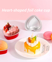 Boîte à dessert jetable en aluminium en forme de cœur avec couvercle en dôme pour les faveurs de mariage et la présentation de friandises lors de fêtes, vente en gros